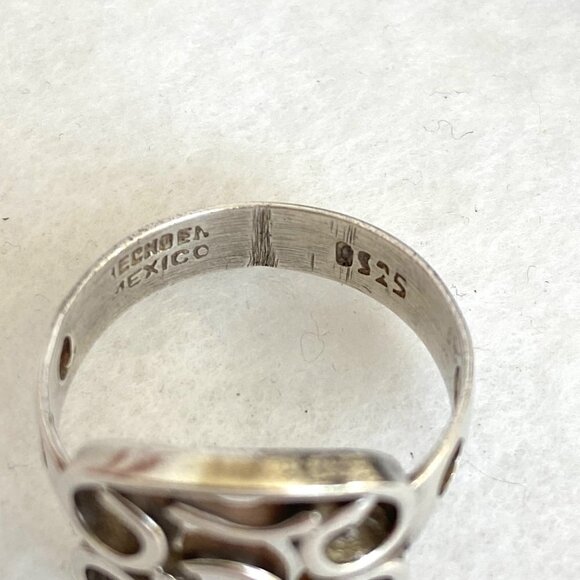 Sterling Silver 925 Mexico Modernist Geometric Scrolling Band Ring Sz 8.75 - Picture 9 of 16